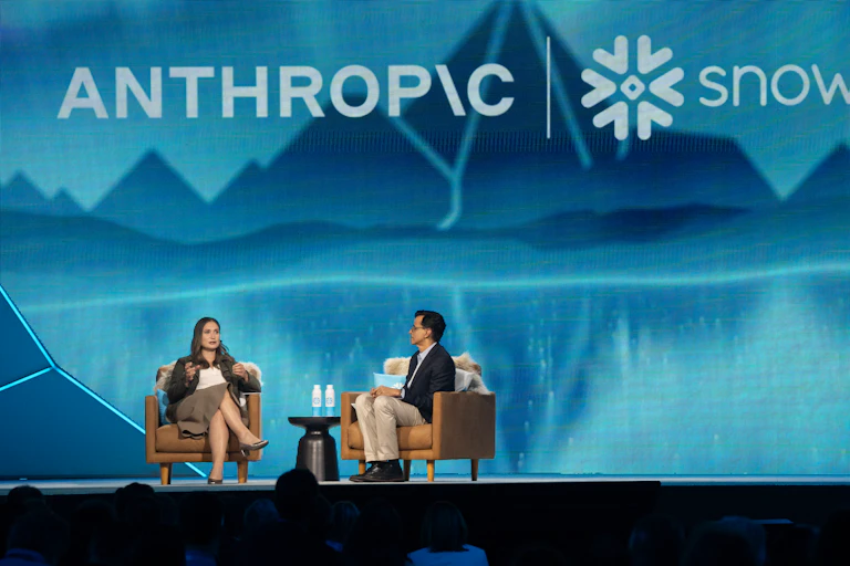 Anthropic president Daniela Amodei speaks to Snowflake chief executive Sridhar Ramaswamy
