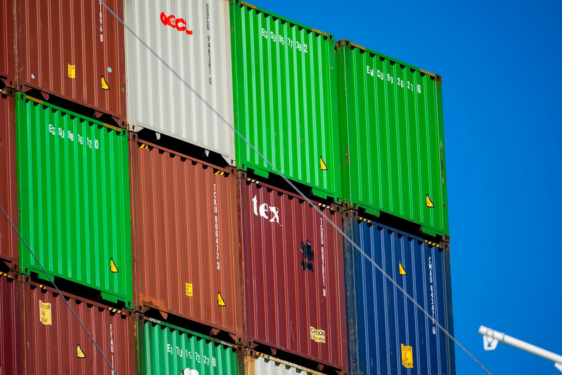 Cargo containers stacked