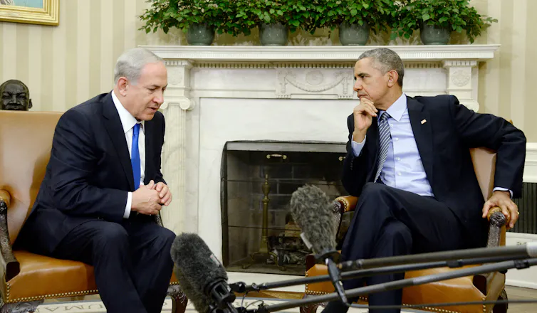 Benjamin Netanyahu and Barack Obama in the Oval Office, November 2015.
