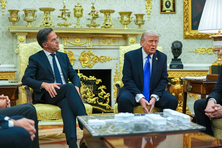 Nato chief Mark Rutte with US president DOnald Trump in the Oval Office, October 2025.