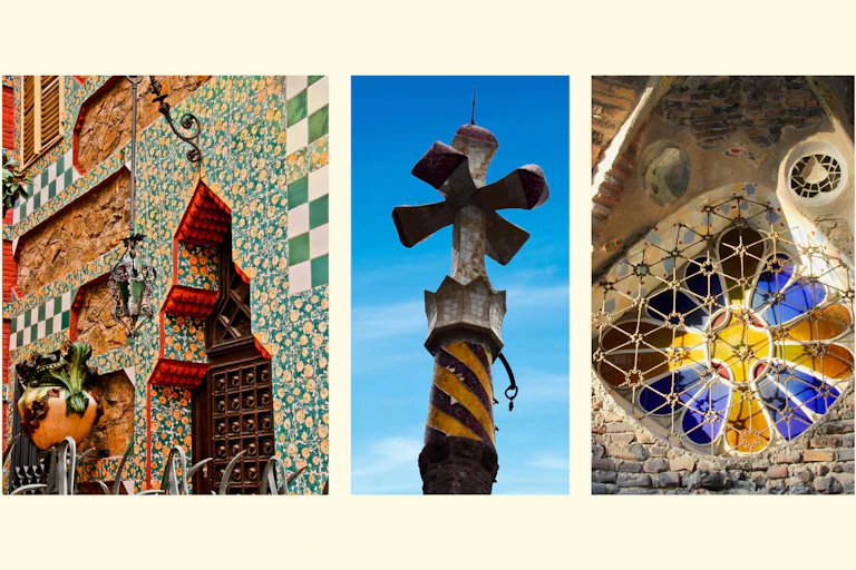 (L-R) Casa Vicens, Torre de Bellesguard and Cripta de la Colònia Güell