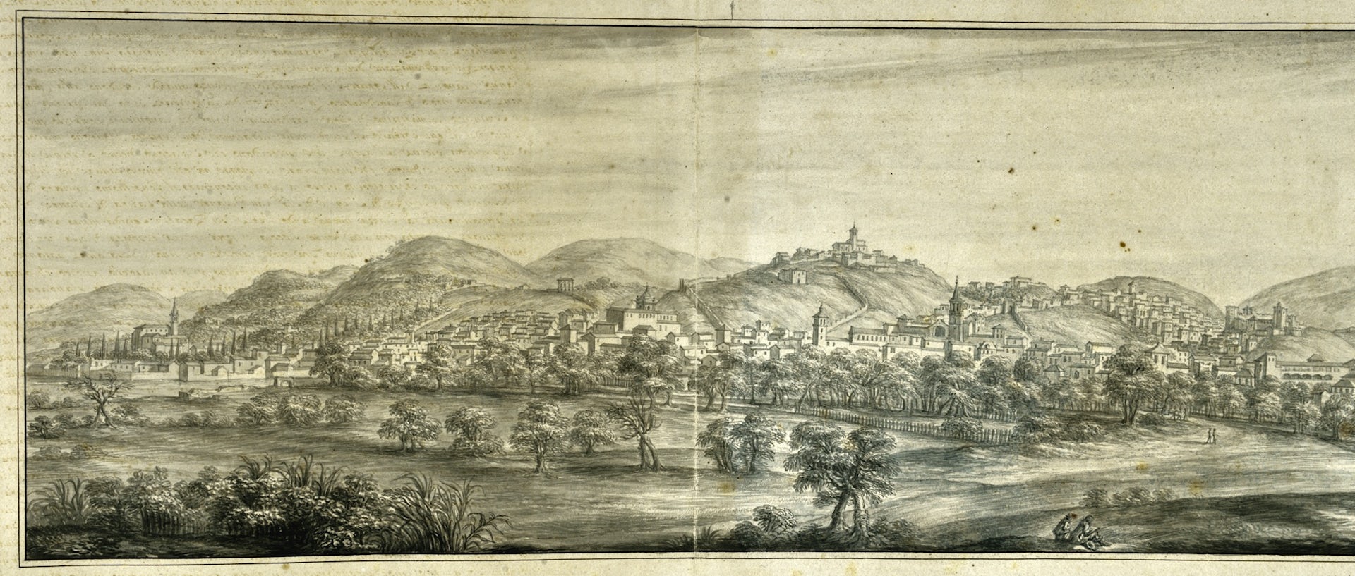 La mitad izquierda de la vista de Granada de Pier Maria Baldi.