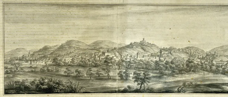 Un retrato de la Granada de hace cuatro siglos: ¿realidad o ficción? 1 La mitad izquierda de la vista de Granada de Pier Maria Baldi.