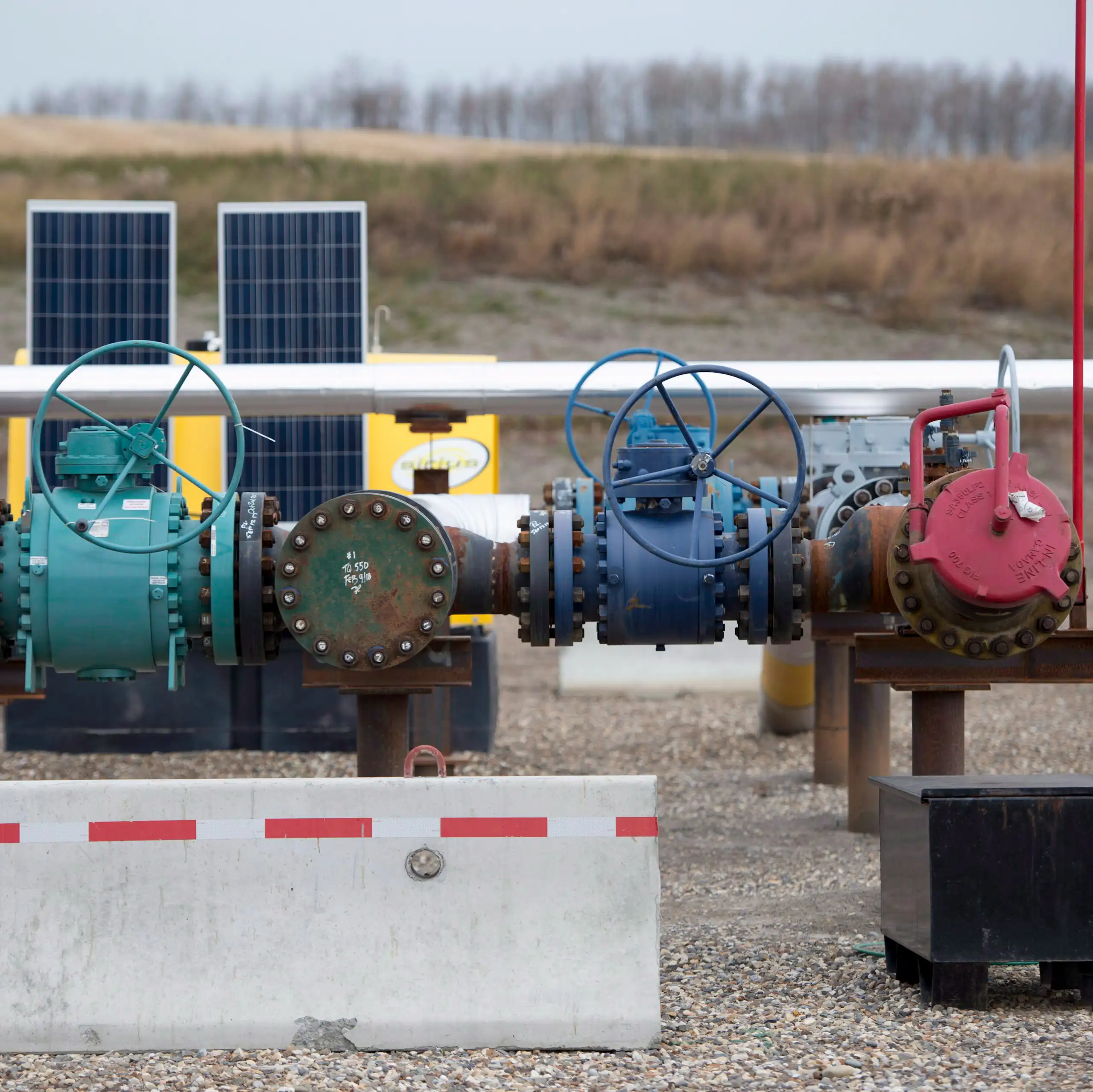 Part of a multi-well pad at a natural gas plant