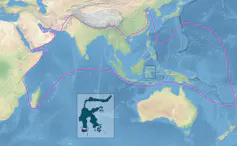 Map showing the extent of betel nut chewing from eastern Africa all the way to Indonesia and southern China.