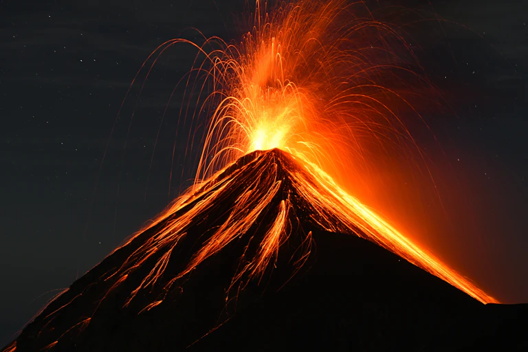 A volcano erupting