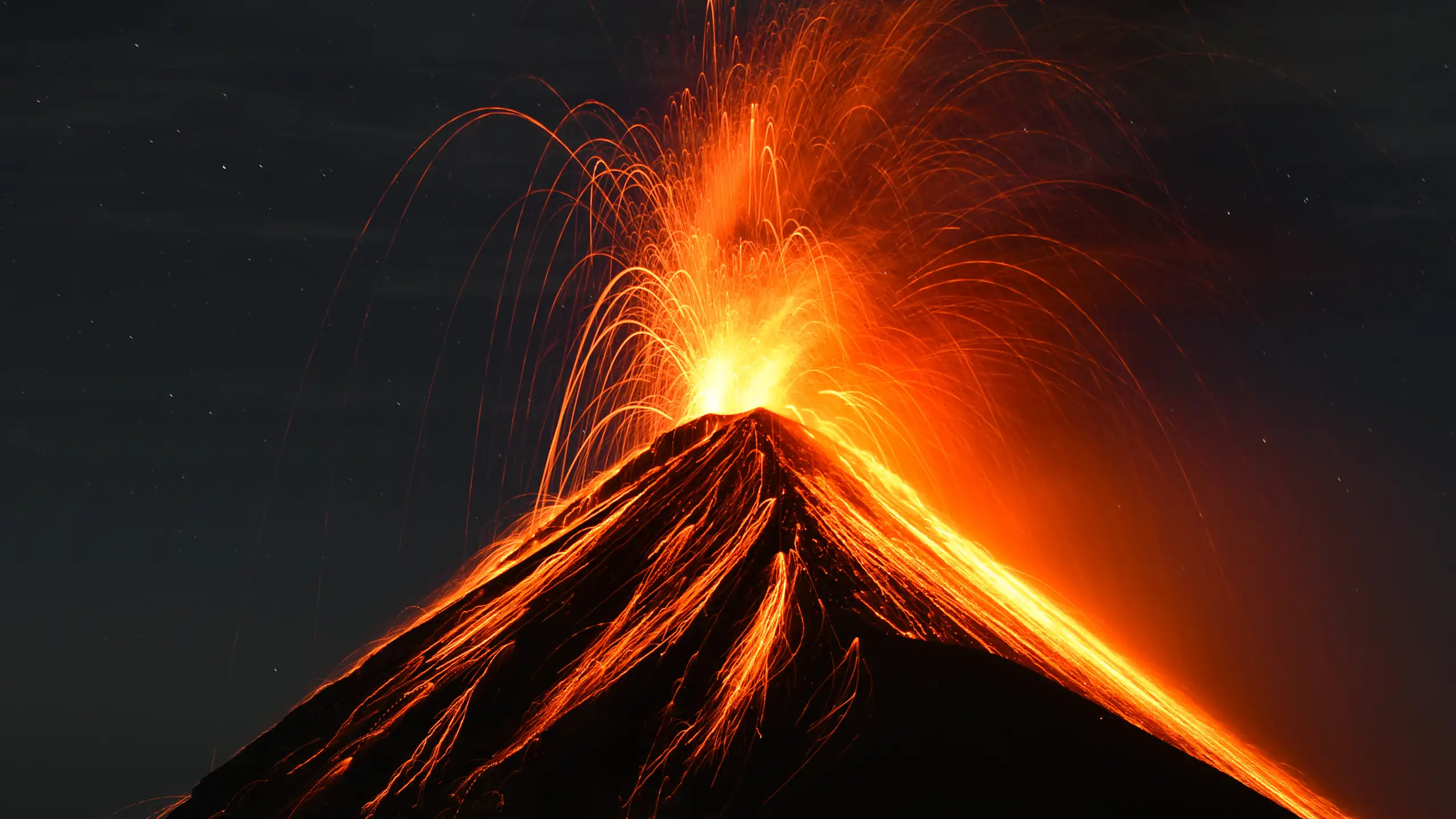 A volcano erupting