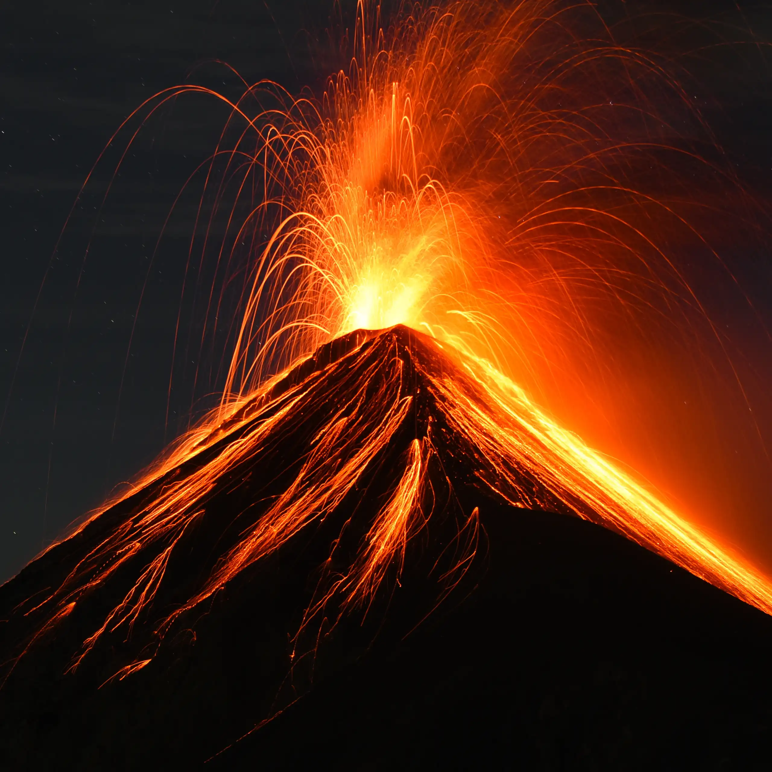 A volcano erupting