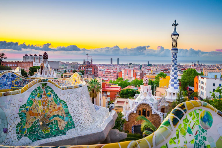 Barcelona at dawn, seen from Park Güell