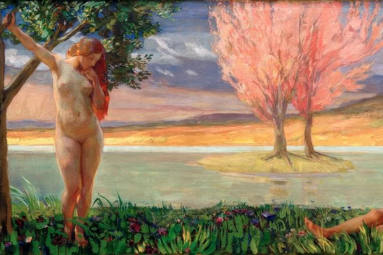 _Adán y Eva_ de Ludwig von Hofmann.