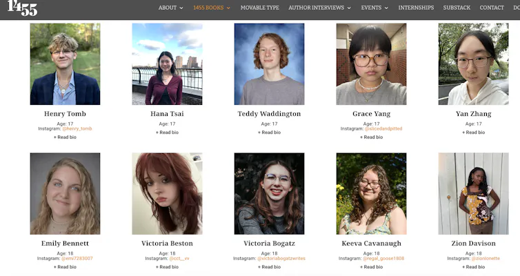 Small photos of young people are seen in two rows, with their names underneath.