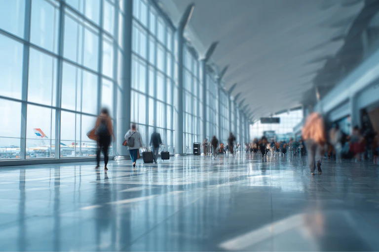 Anonymous people in an airport terminal
