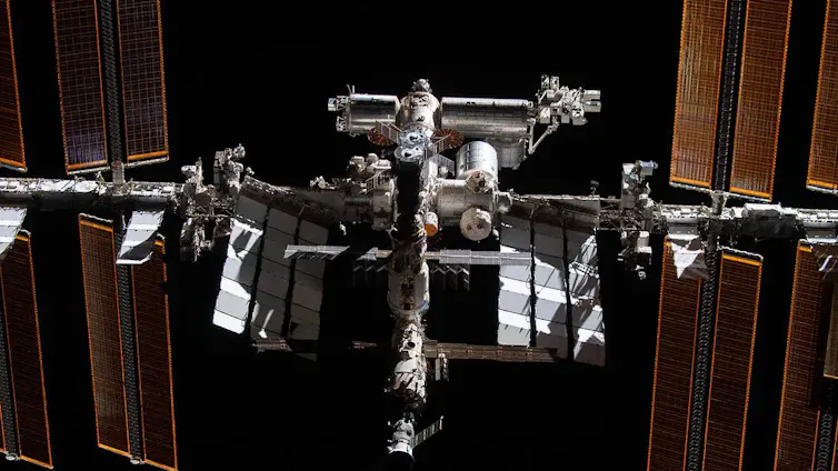 The International Space Station is pictured from the SpaceX Crew Dragon Endeavour.