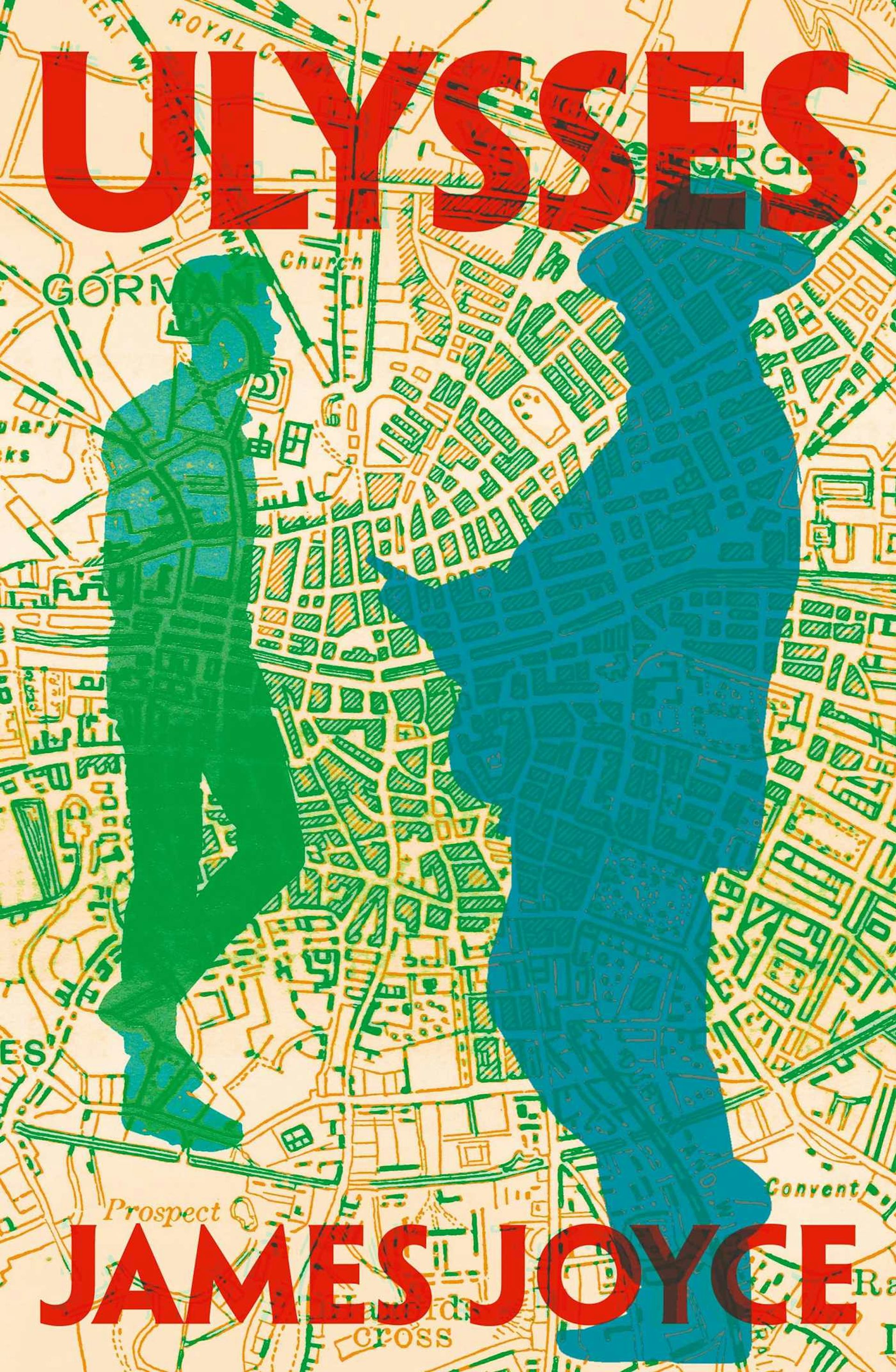 A book cover featuring an illustration in beige, green and blue of two men against a map of a city.