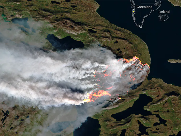 satellite image of wildfire