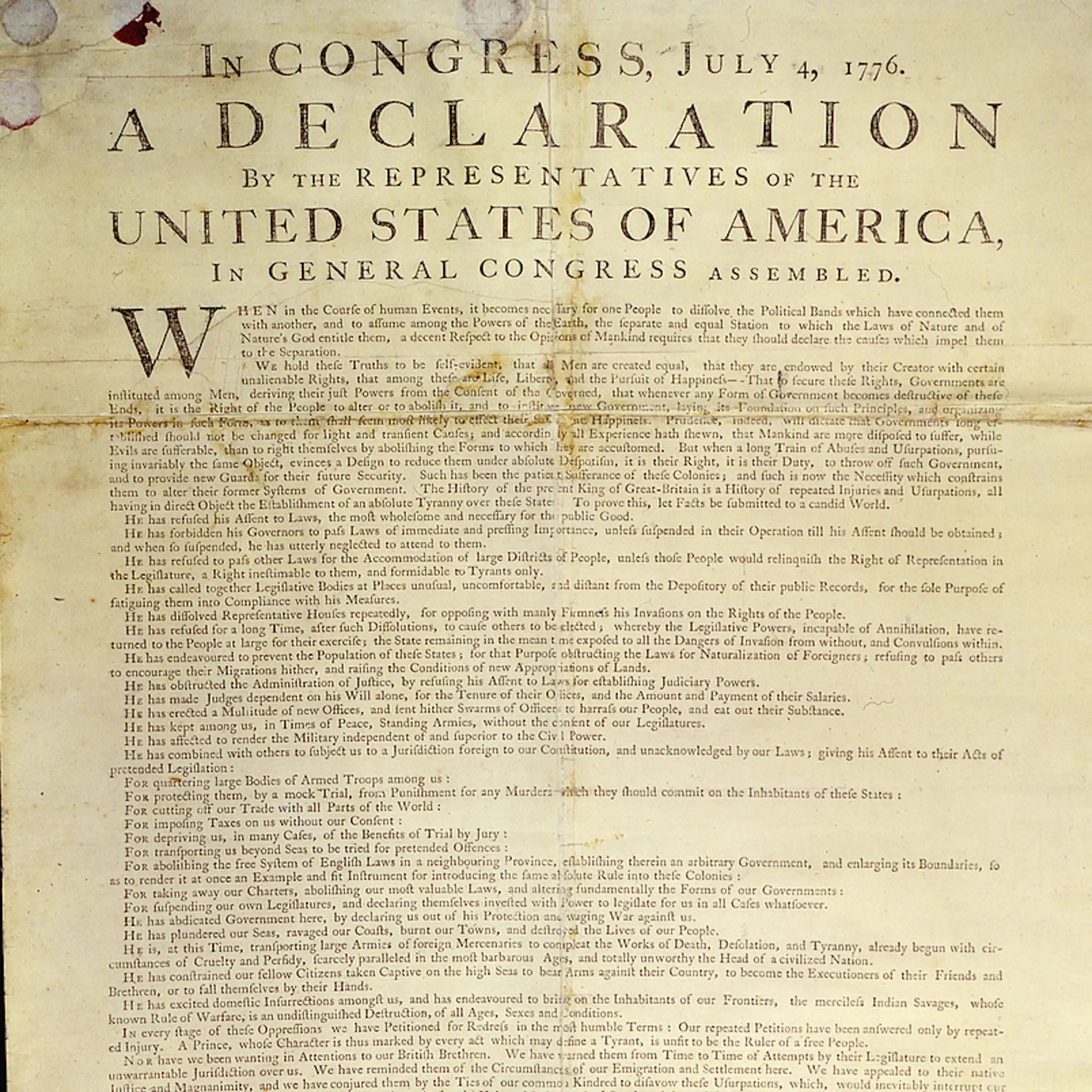La déclaration d'indépendance des États-Unis