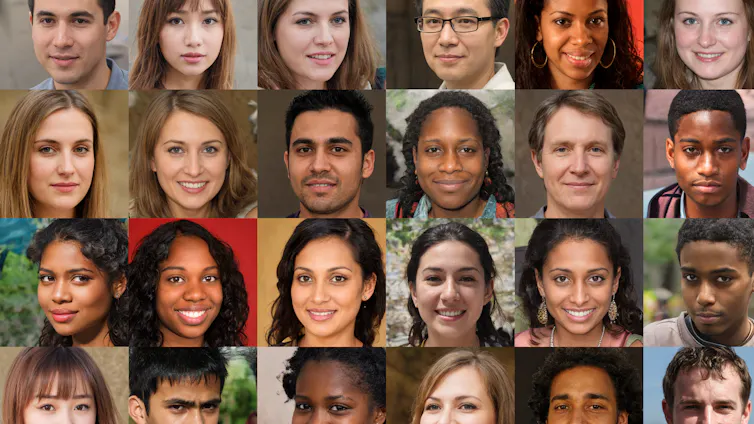 A grid of AI-generated faces