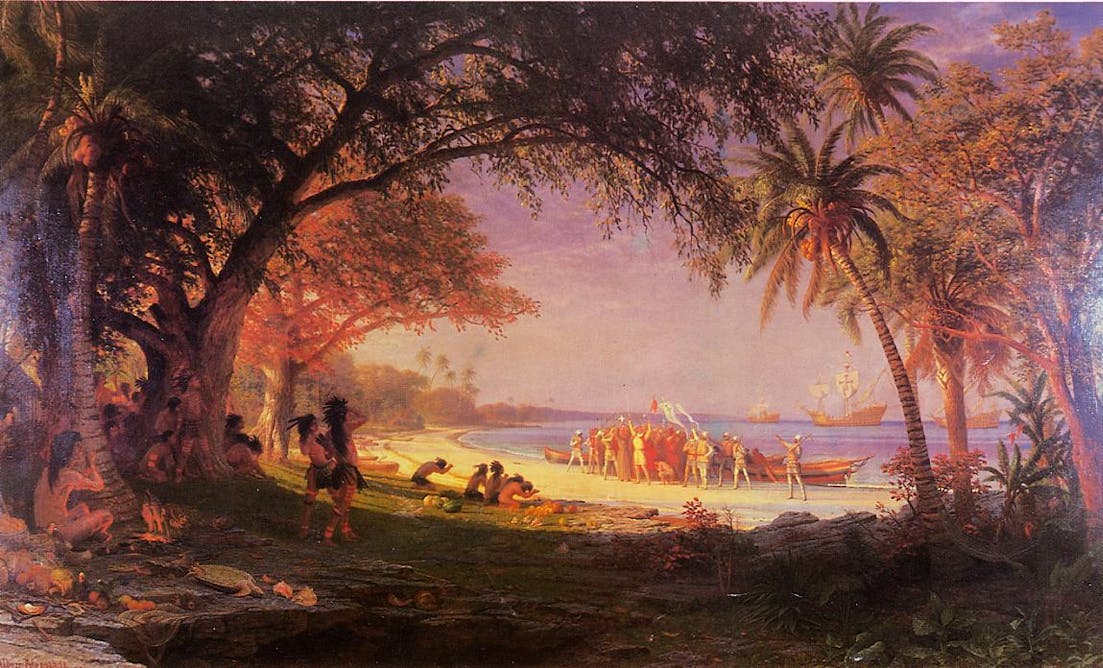 Люминизм представители в живописи. The landing of Columbus Albert Bierstadt. Америка в живописи. Живопись Южной Америки. Монументальная живопись пейзаж.