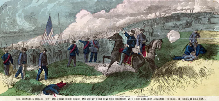US civil war painting of the Battle of Bull Run