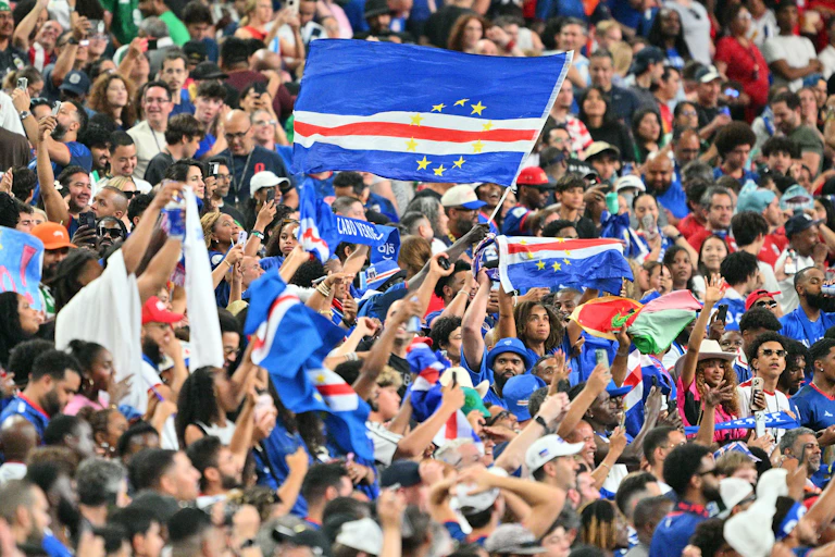 Cabo Verde fans support their team during a world cup 2026 match.