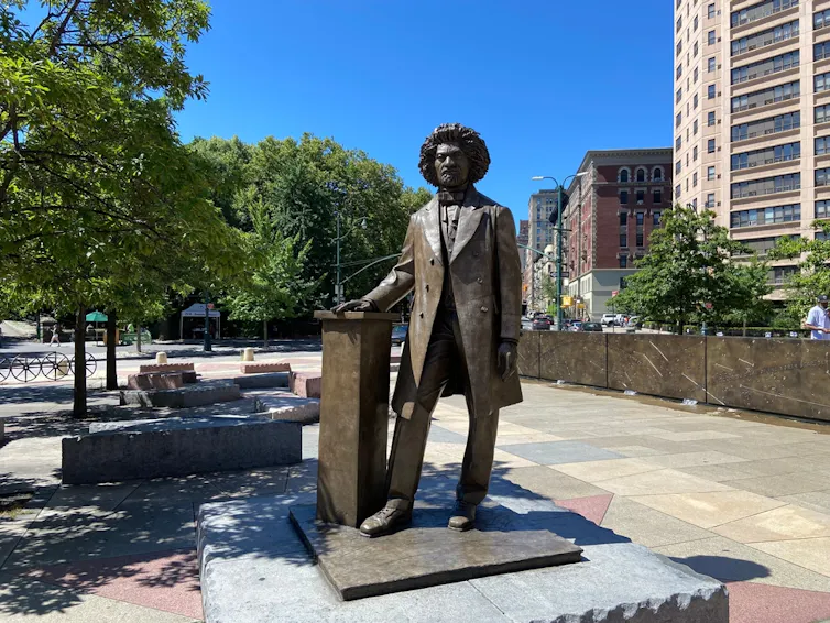 Statue to American civil rights activist Frederick Douglass in New York.