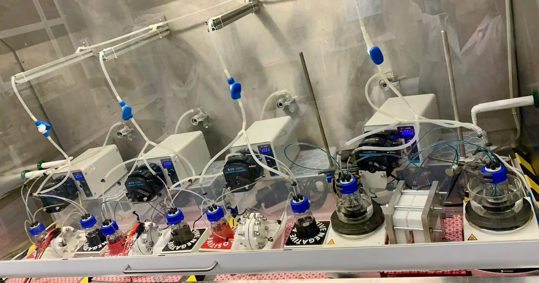 lab set up with batteries