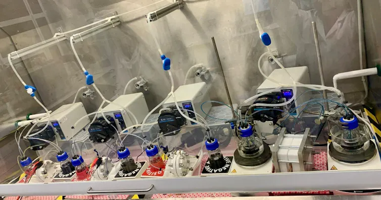 lab set up with batteries