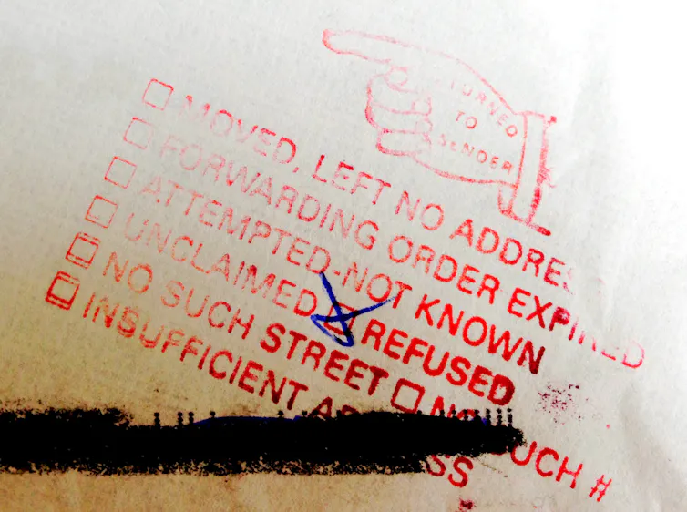 Civility calls for the willingness to interact – a dispute with a neighbor published how a lot motivation issues 1 Red return-to-sender stamp with 'refused' checked off in blue pen