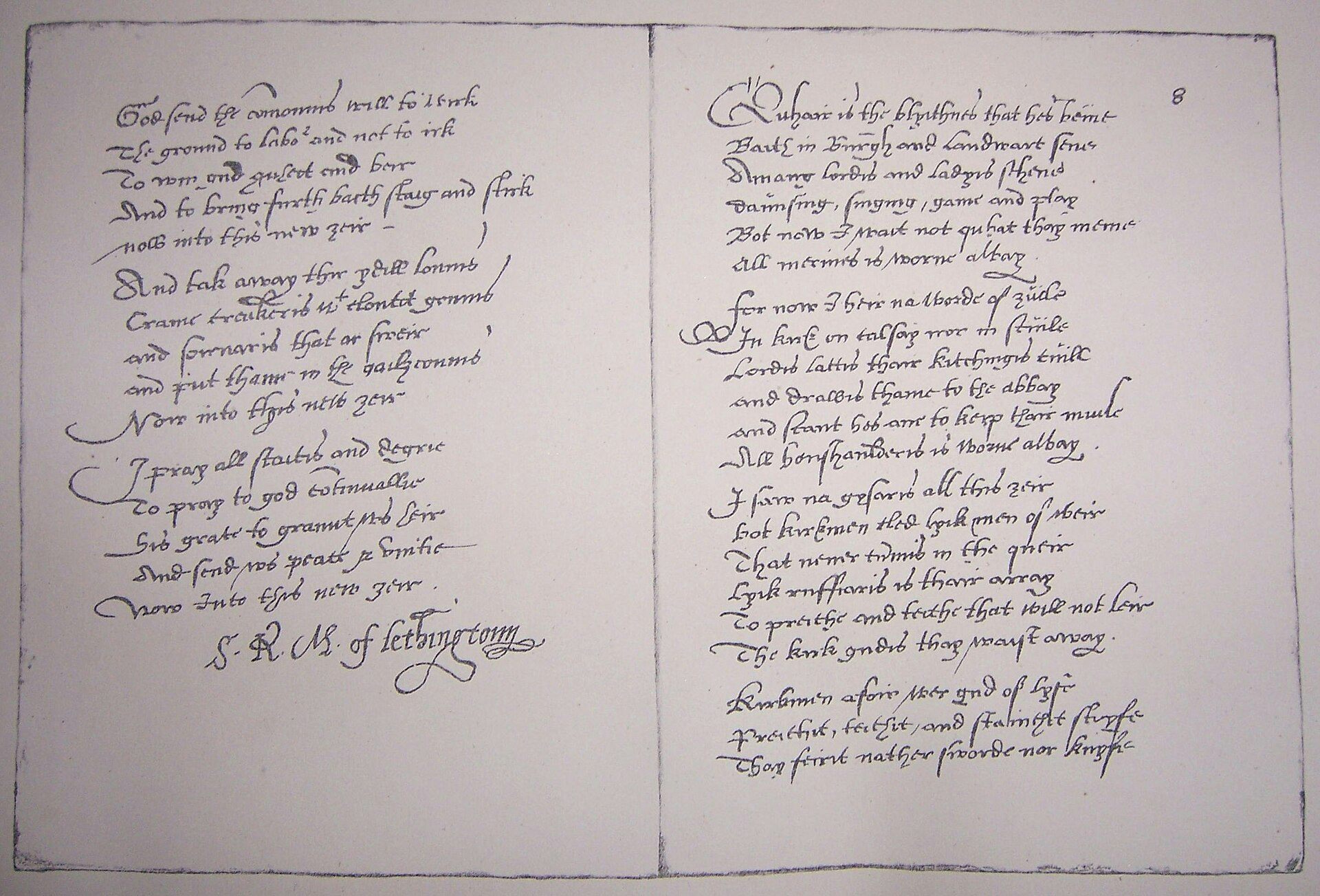 Two pages of the Maitland Quarto Manuscript transcribed by Marie Maitland.