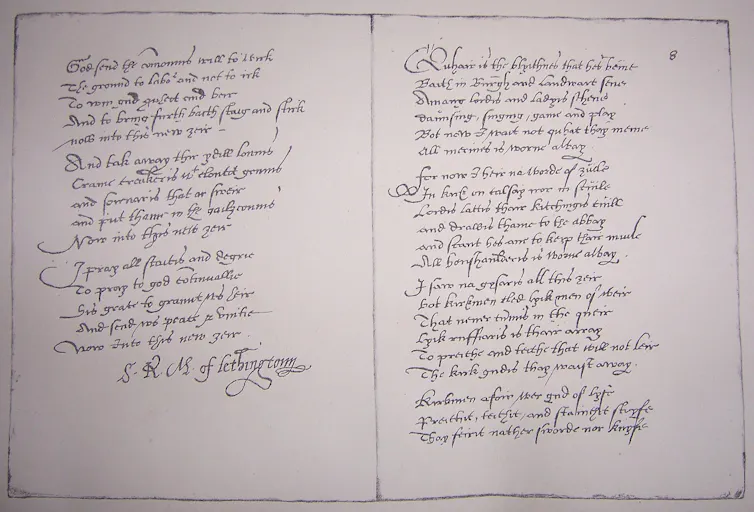 Two pages of the Maitland Quarto Manuscript transcribed by Marie Maitland.