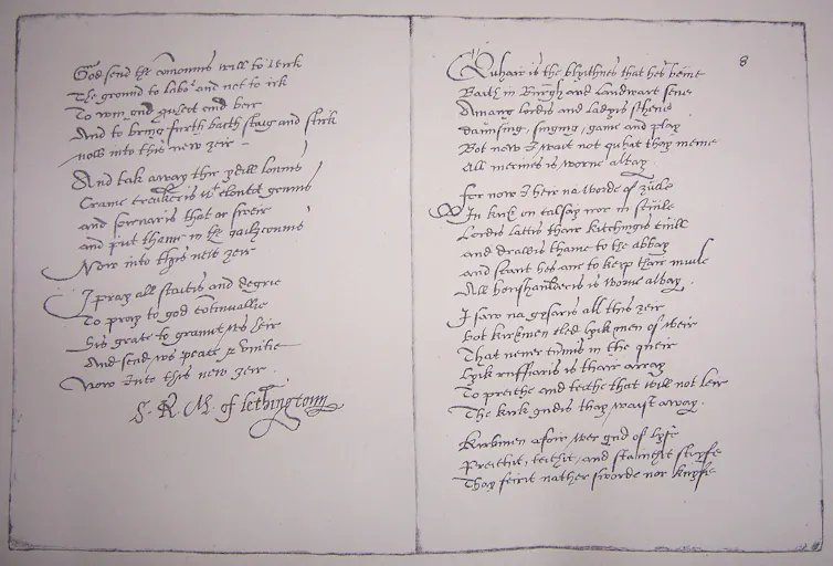 Two pages of the Maitland Quarto Manuscript transcribed by Marie Maitland.