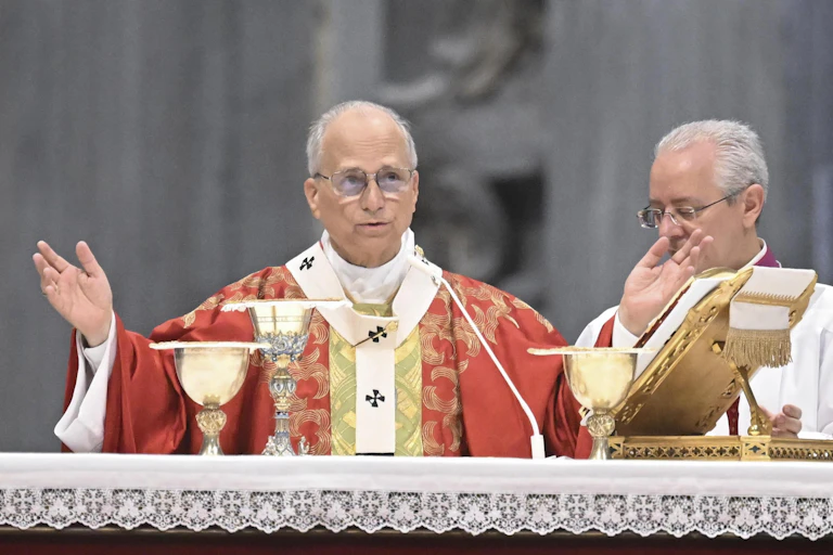 Pope Leo XIV celebrating communion in Saint Peter's Basilica, Vatican City, June 2026.