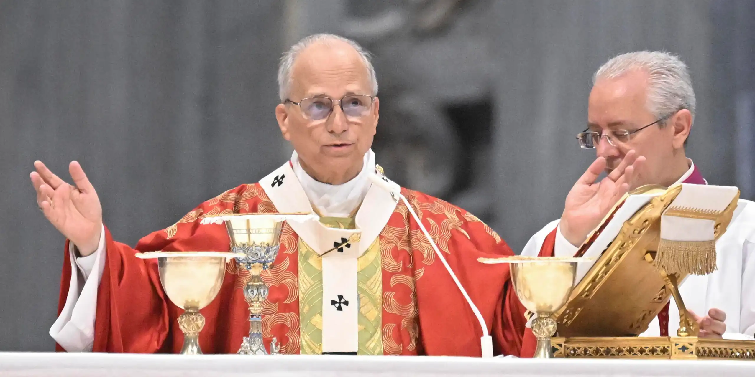 Pope Leo XIV celebrating communion in Saint Peter's Basilica, Vatican City, June 2026.