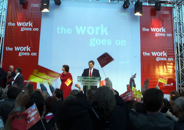 Britain’s quarter century: Blair, populism and the fight over human rights 2 Tony and Cherie Blair on stage at Millbank in 2001
