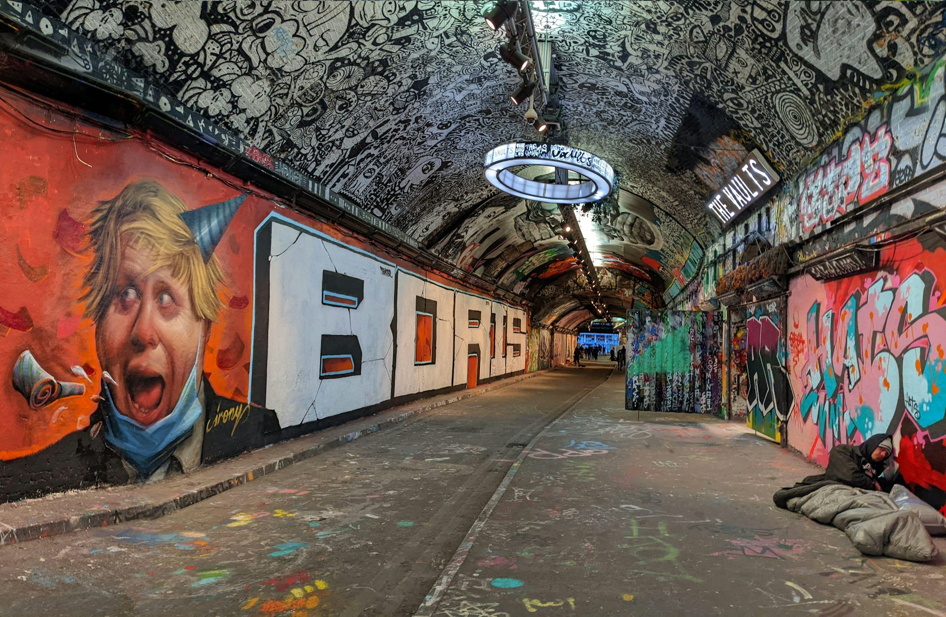 Graffiti of Boris Johnson related to the partygate scandal.
