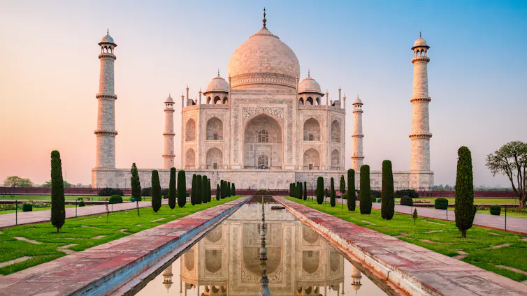 exterior view of the taj mahal in agra, india