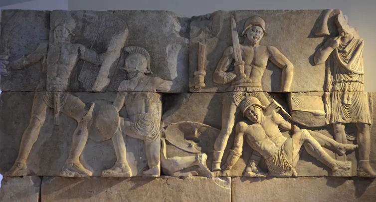 Estos no son inventos de la FIFA: Roma también tenía sus propios palcos VIP 1 Un relieve que representa peleas entre gladiadores.