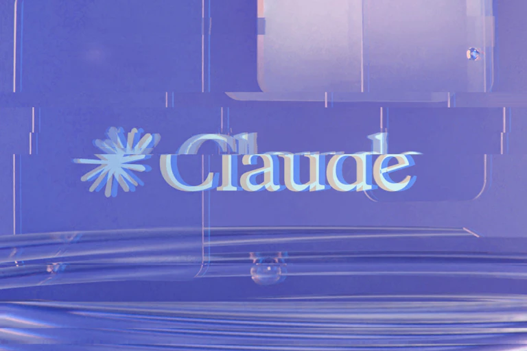 Distorted Claude logo on blue background.