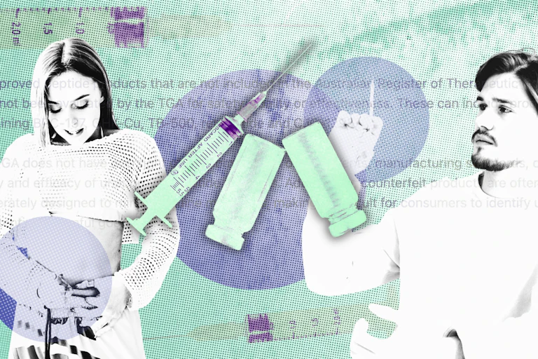 A composite image of people using peptides