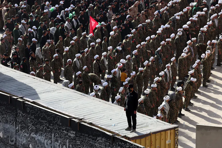Iranian clerics and IRGC members gathered for the funeral of the late Iranian supreme leader, Ayatollah Ali Khamenei.