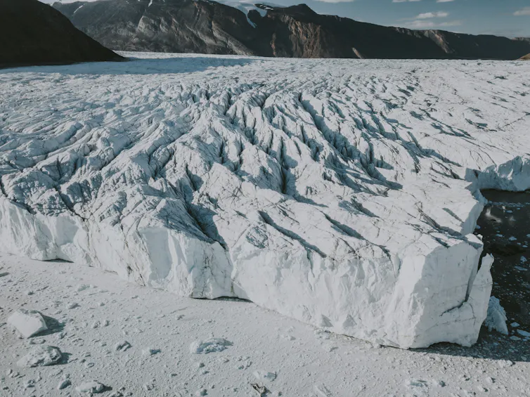 Aerial view of large glacier