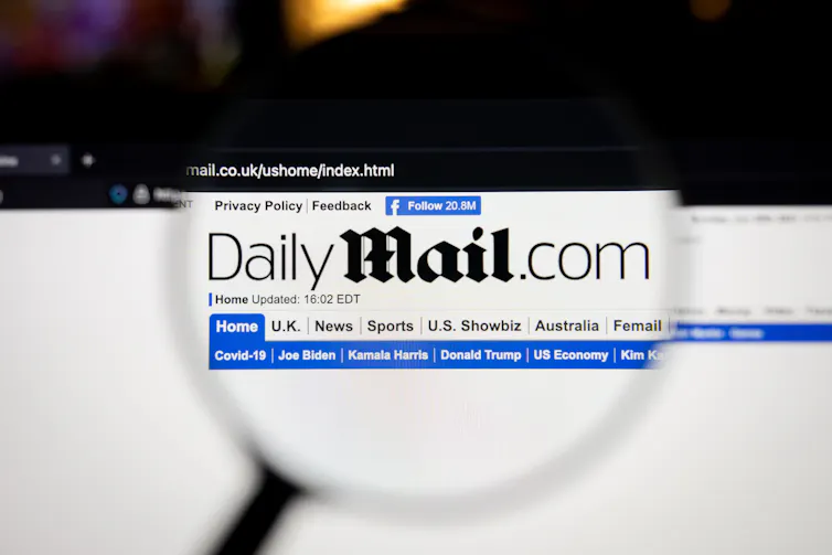 Photo of the Daily Mail homepage