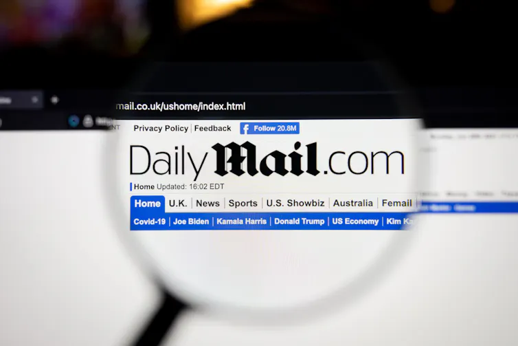 Photo of the Daily Mail homepage