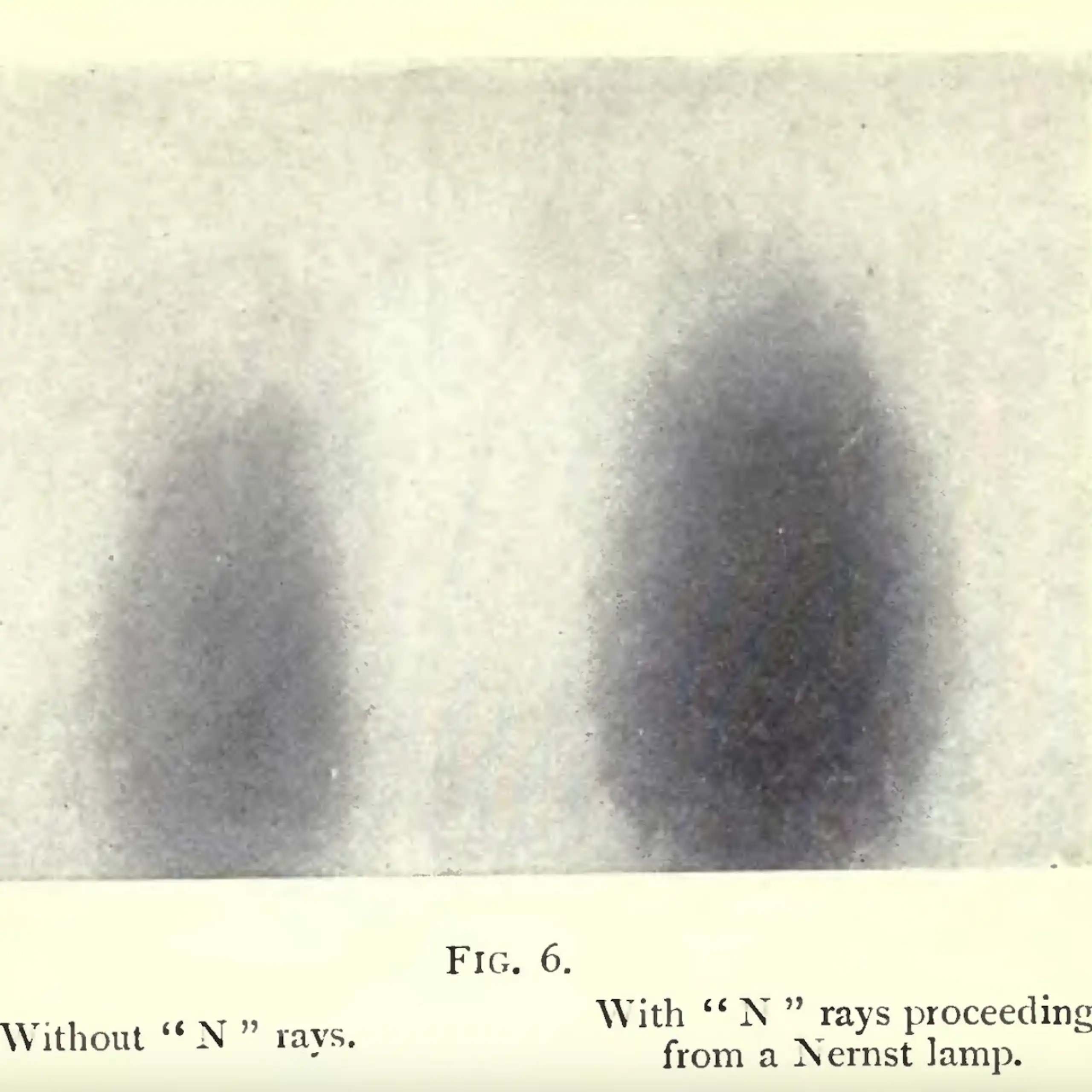 Photogravures supposées mettre en évidence les rayons N, dans une communication faite par Blondlot à l'Académie des sciences.