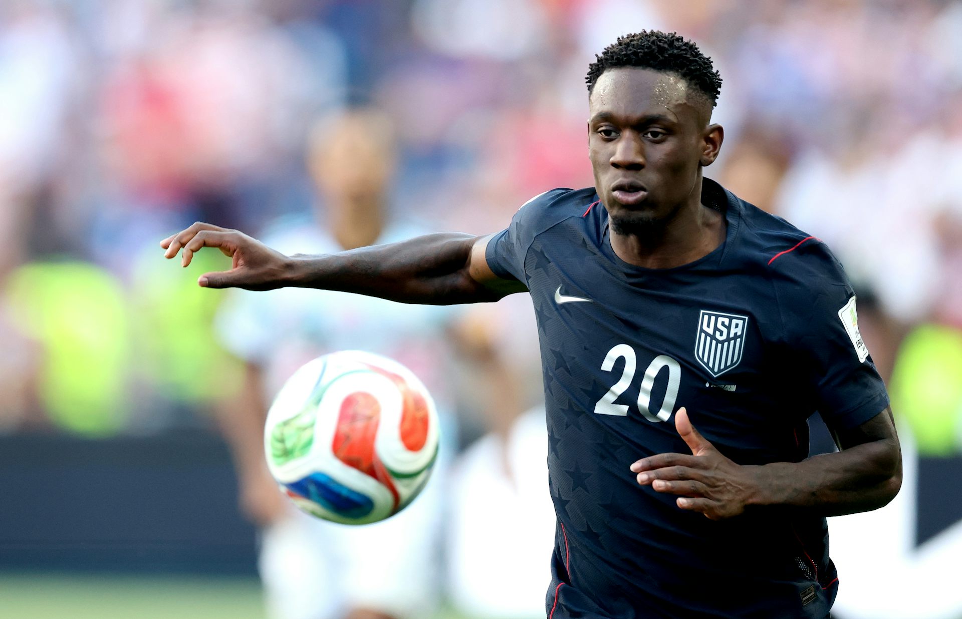 Florian Balogun in action during a match for the US national team.