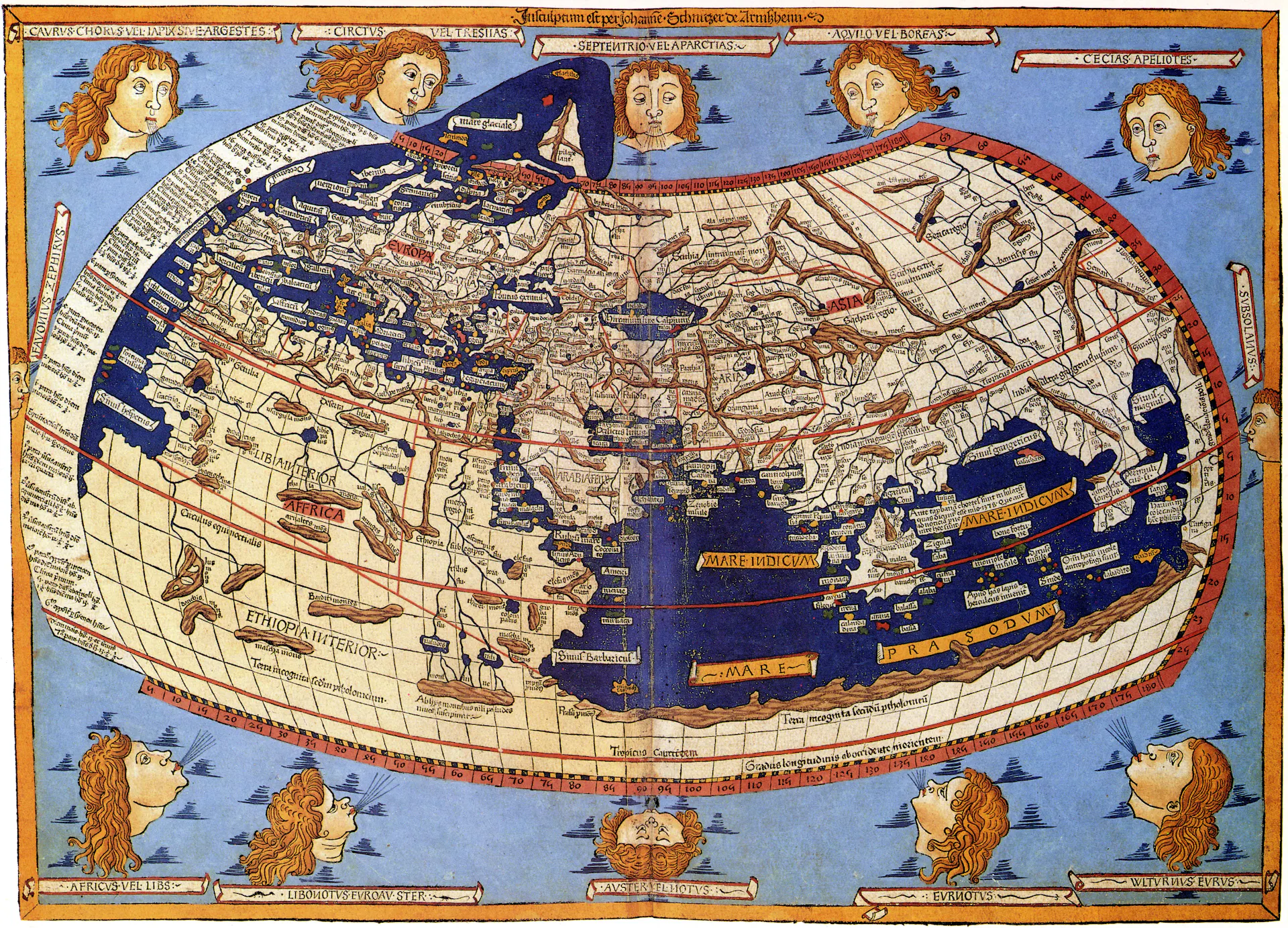 La carte du monde connu de Ptolémée.