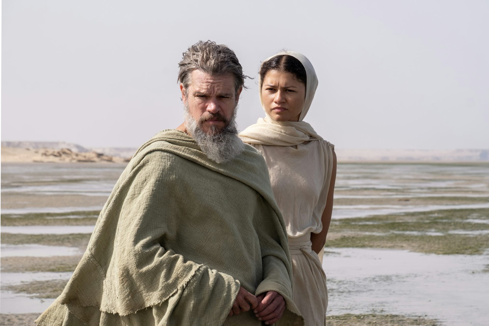 Matt Damon as Odysseus and Zendaya as Athena.