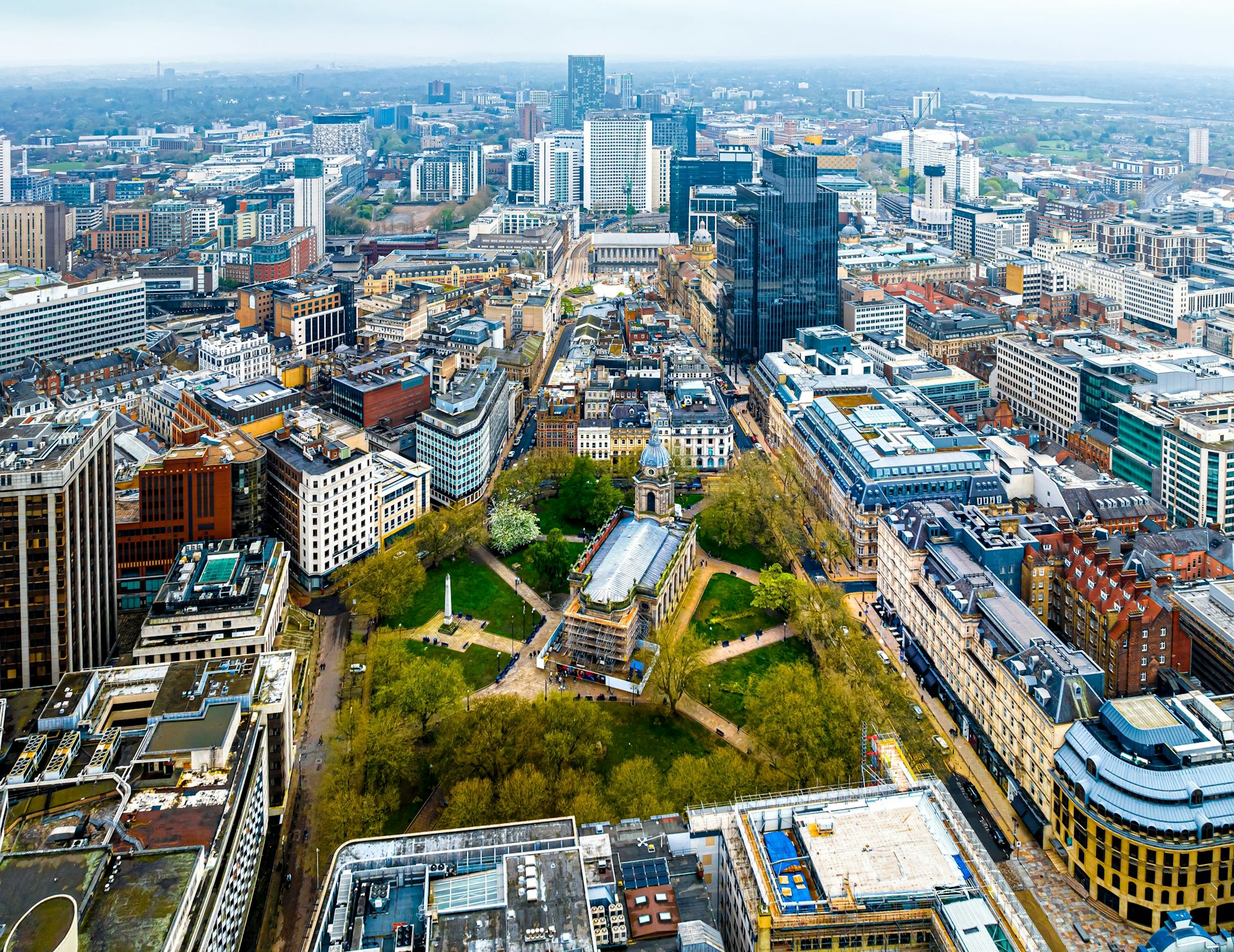 Aerial view of Birmingham, UK