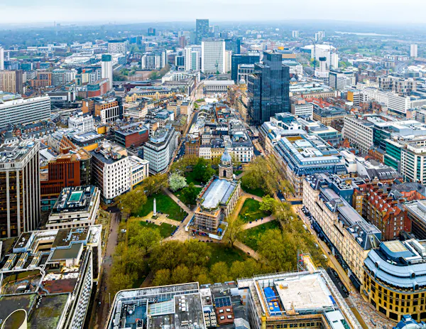 Aerial view of Birmingham, UK