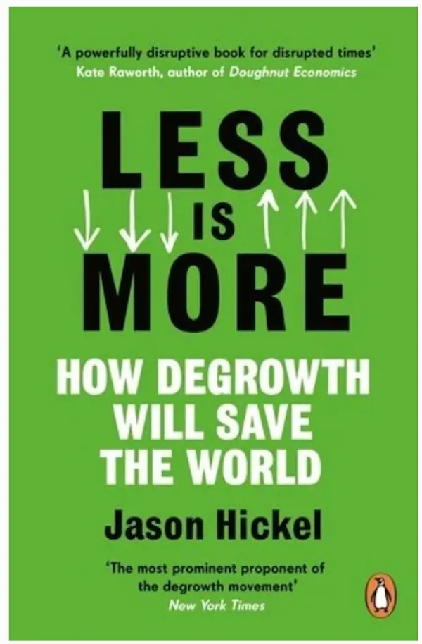 Green book cover says less is more with some arrows pointing up and some down